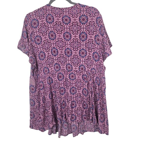 Torrid Floral Babydoll Top Plus Size 3X Crochet Tasseled Boho Cottage Soft Girl - Picture 9 of 9